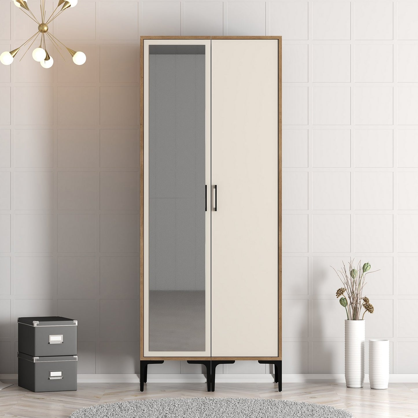 Ντουλάπα 80x201.4x47.5 εκ Walnut Cream 845HCT5431