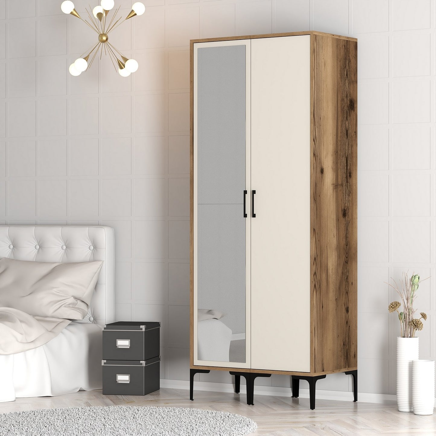 Ντουλάπα 80x201.4x47.5 εκ Walnut Cream 845HCT5431