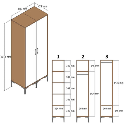 Ντουλάπα 80x201.4x47.5 εκ Καρυδί 845HCT5432