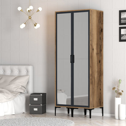 Ντουλάπα 80x201.4x47.5 εκ Walnut Anthracite 845HCT5434