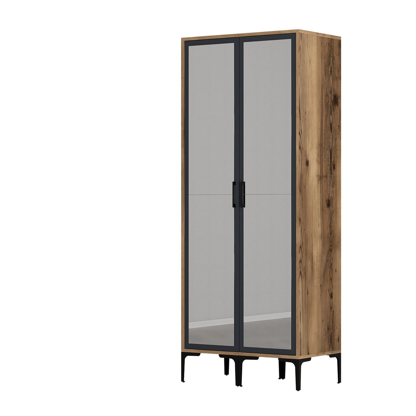 Ντουλάπα 80x201.4x47.5 εκ Walnut Anthracite 845HCT5434