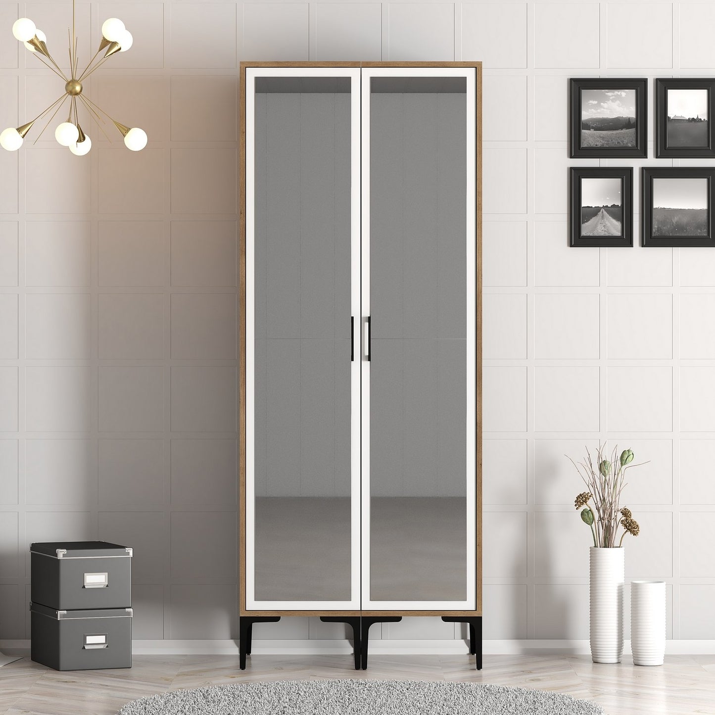 Ντουλάπα 80x201.4x47.5 εκ Walnut White 845HCT5435