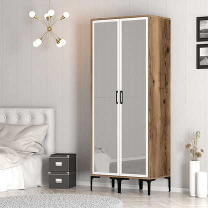 Ντουλάπα 80x201.4x47.5 εκ Walnut White 845HCT5435