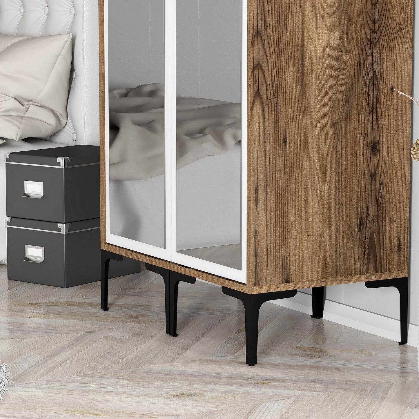 Ντουλάπα 80x201.4x47.5 εκ Walnut White 845HCT5435