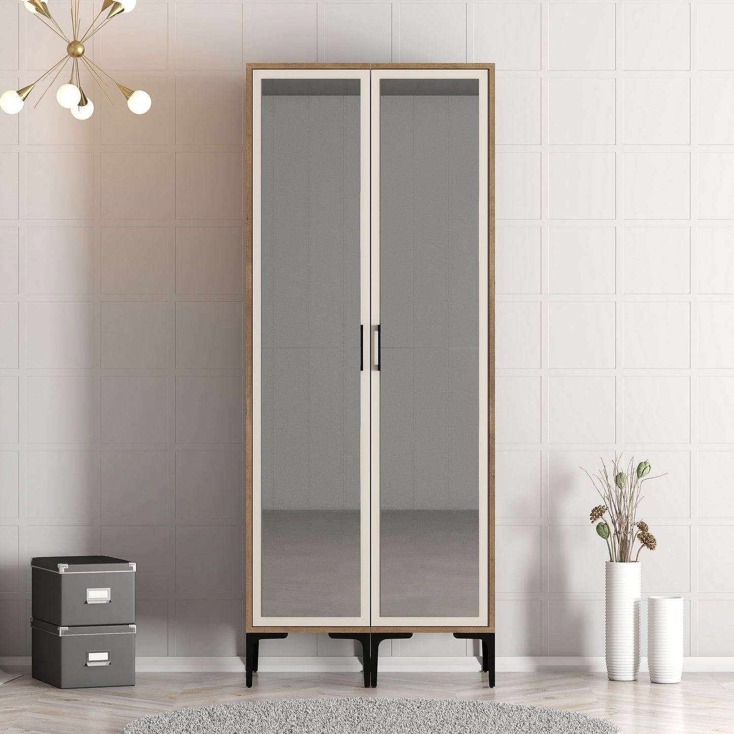 Ντουλάπα 80x201.4x47.5 εκ Walnut Cream 845HCT5436