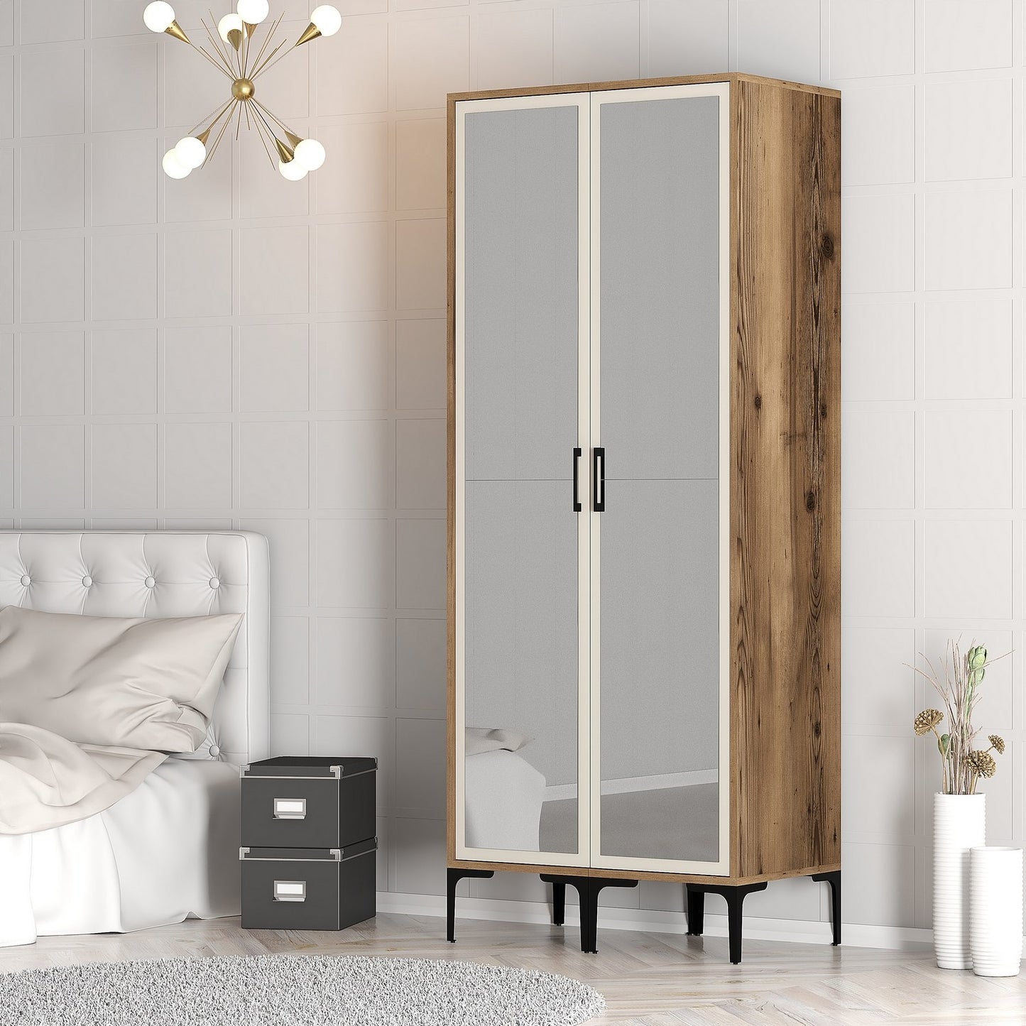 Ντουλάπα 80x201.4x47.5 εκ Walnut Cream 845HCT5436