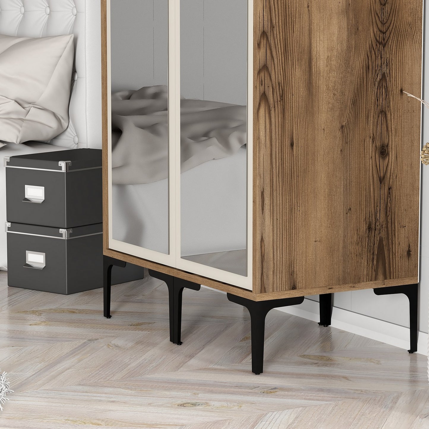 Ντουλάπα 80x201.4x47.5 εκ Walnut Cream 845HCT5436