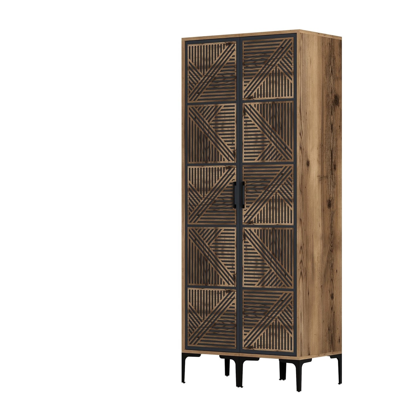Ντουλάπα 80x201.4x47.5 εκ Walnut Anthracite 845HCT5439