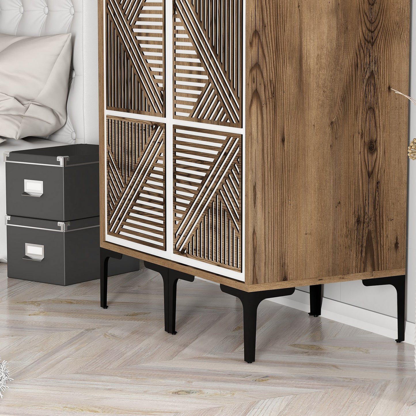 Ντουλάπα 80x201.4x47.5 εκ Walnut White 845HCT5440