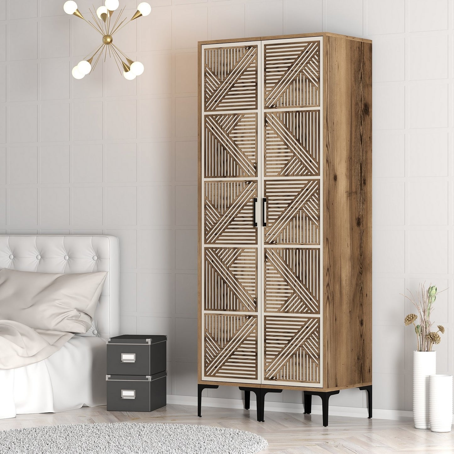 Ντουλάπα 80x201.4x47.5 εκ Walnut Cream 845HCT5441