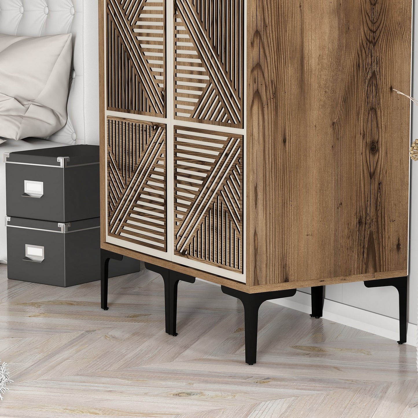Ντουλάπα 80x201.4x47.5 εκ Walnut Cream 845HCT5441