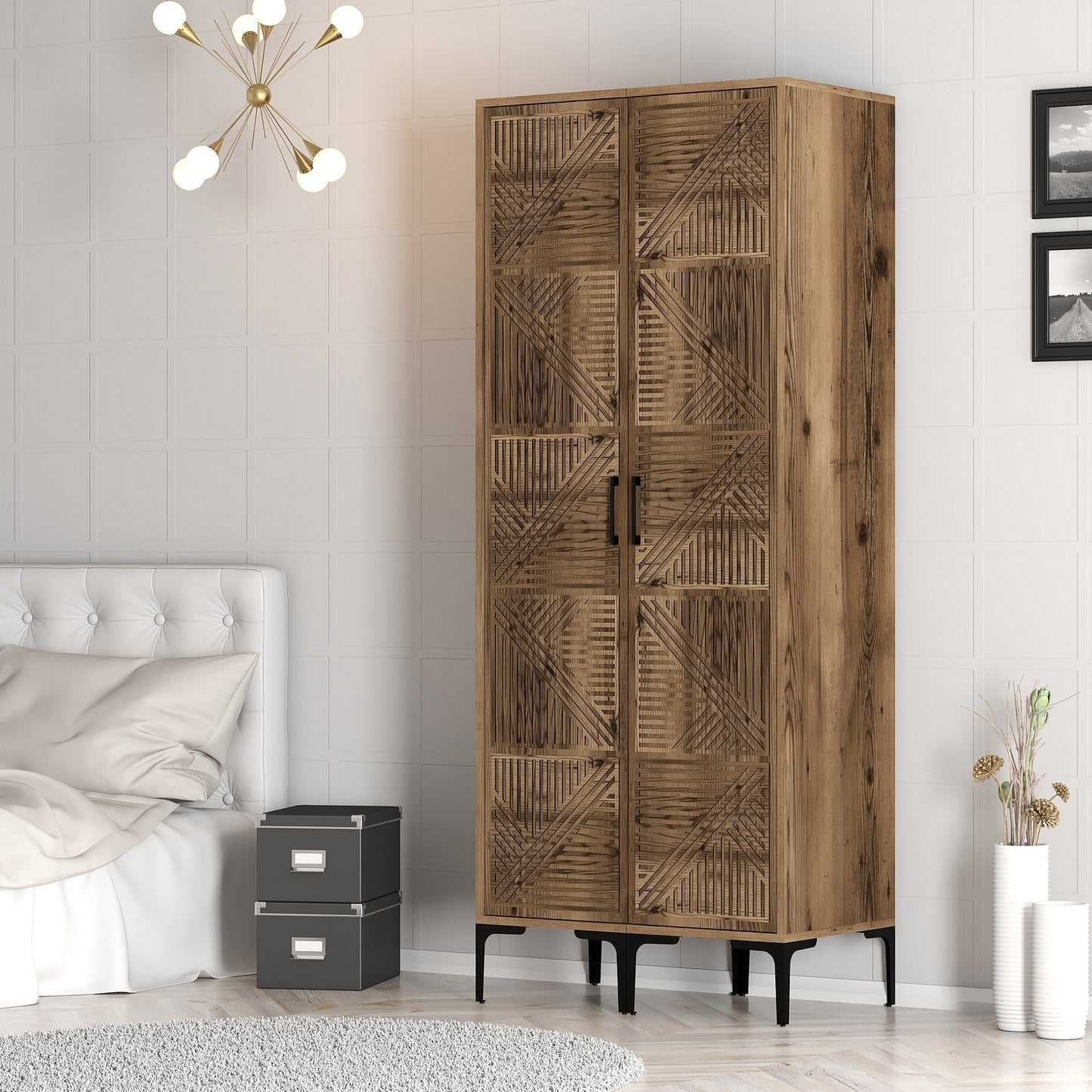 Ντουλάπα Έπιπλο Εισόδου σε 4 Χρωματισμούς Ψηλό Ντουλάπι Κρεμάστρα Ραφιέρα Κρεβατοκάμαρας Έπιπλο Μπάνιου Ανοιχτή Ντουλάπα 845HCT5440