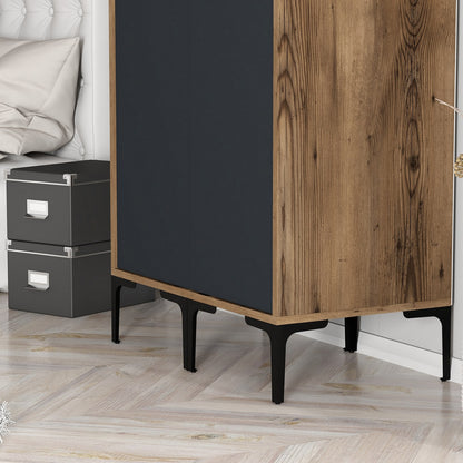 Ντουλάπα 80x201.4x47.5 εκ Walnut Anthracite 845HCT5444