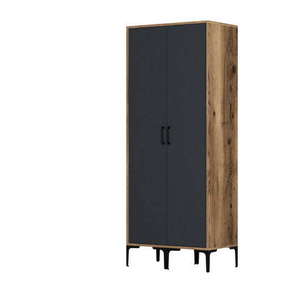 Ντουλάπα 80x201.4x47.5 εκ Walnut Anthracite 845HCT5444