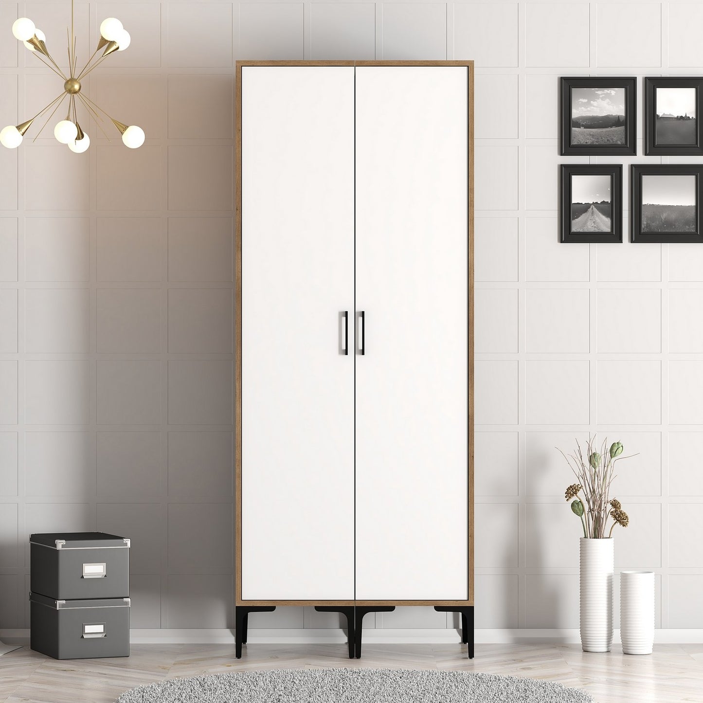 Ντουλάπα 80x201.4x47.5 εκ Walnut White 845HCT5445
