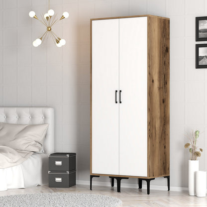 Ντουλάπα 80x201.4x47.5 εκ Walnut White 845HCT5445