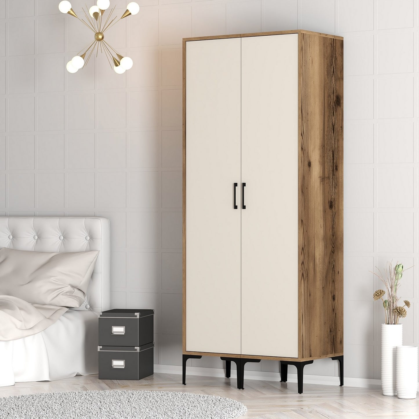 Ντουλάπα 80x201.4x47.5 εκ Walnut Cream 845HCT5446