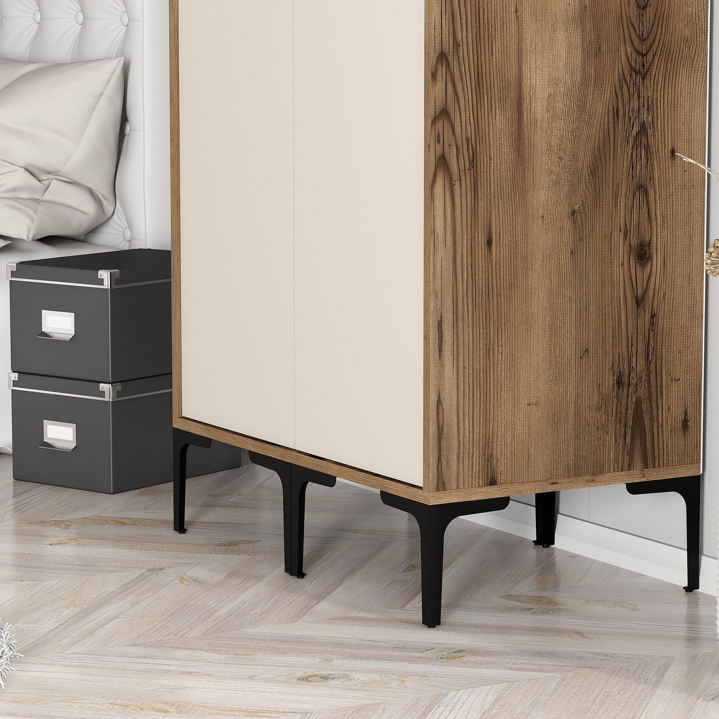 Ντουλάπα 80x201.4x47.5 εκ Walnut Cream 845HCT5446