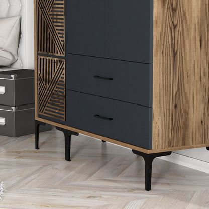 Ντουλάπα 120x201.4x47.5 εκ Walnut Anthracite 845HCT5449