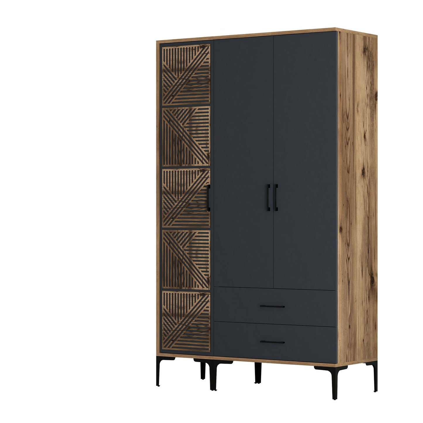 Ντουλάπα 120x201.4x47.5 εκ Walnut Anthracite 845HCT5449