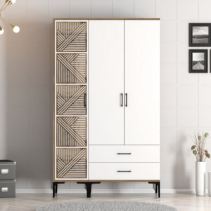 Ντουλάπα 120x201.4x47.5 εκ Walnut White 845HCT5450