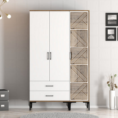 Ντουλάπα 120x201.4x47.5 εκ Walnut White 845HCT5450