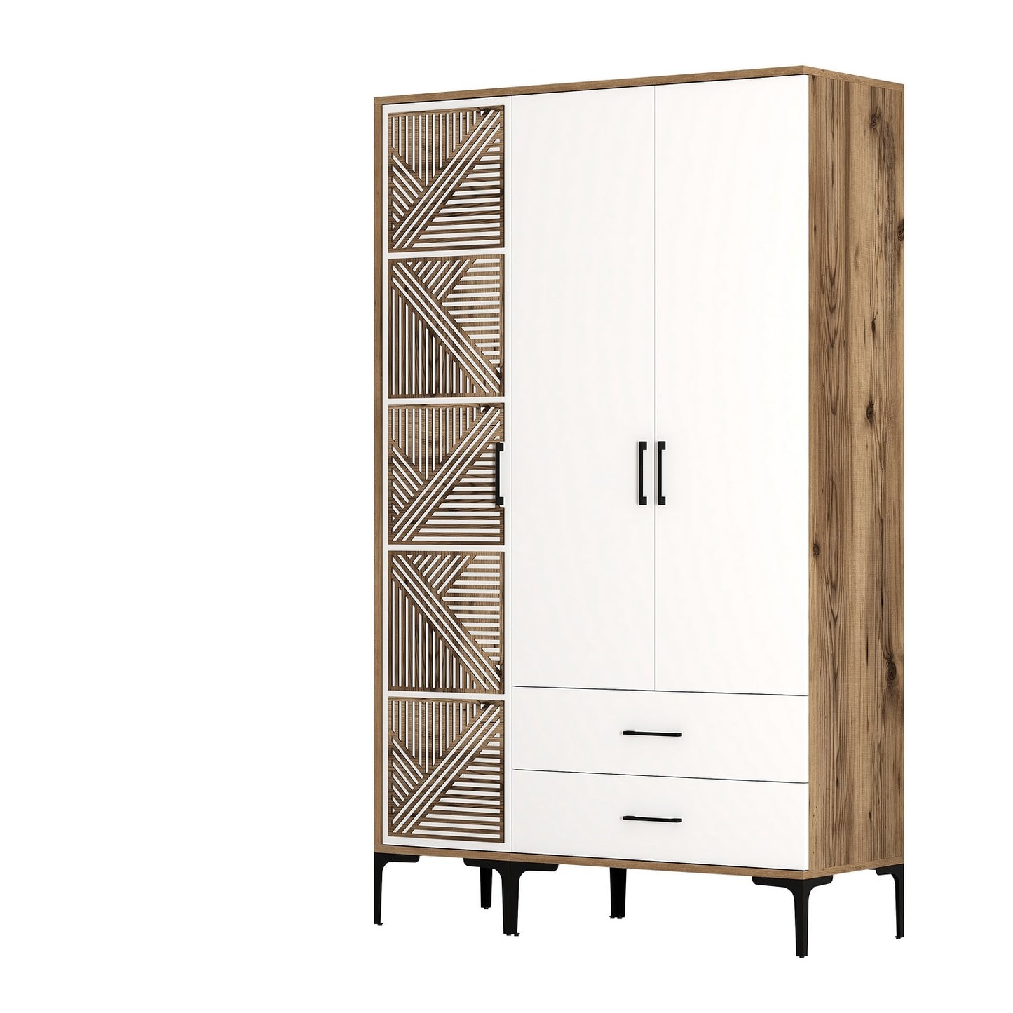 Ντουλάπα 120x201.4x47.5 εκ Walnut White 845HCT5450