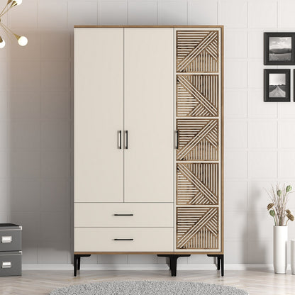 Ντουλάπα 120x201.4x47.5 εκ Walnut Cream 845HCT5451