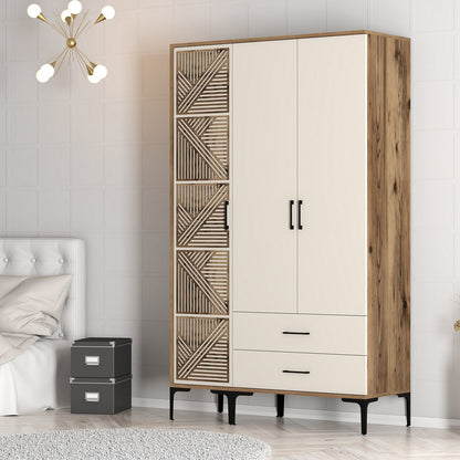 Ντουλάπα 120x201.4x47.5 εκ Walnut Cream 845HCT5451