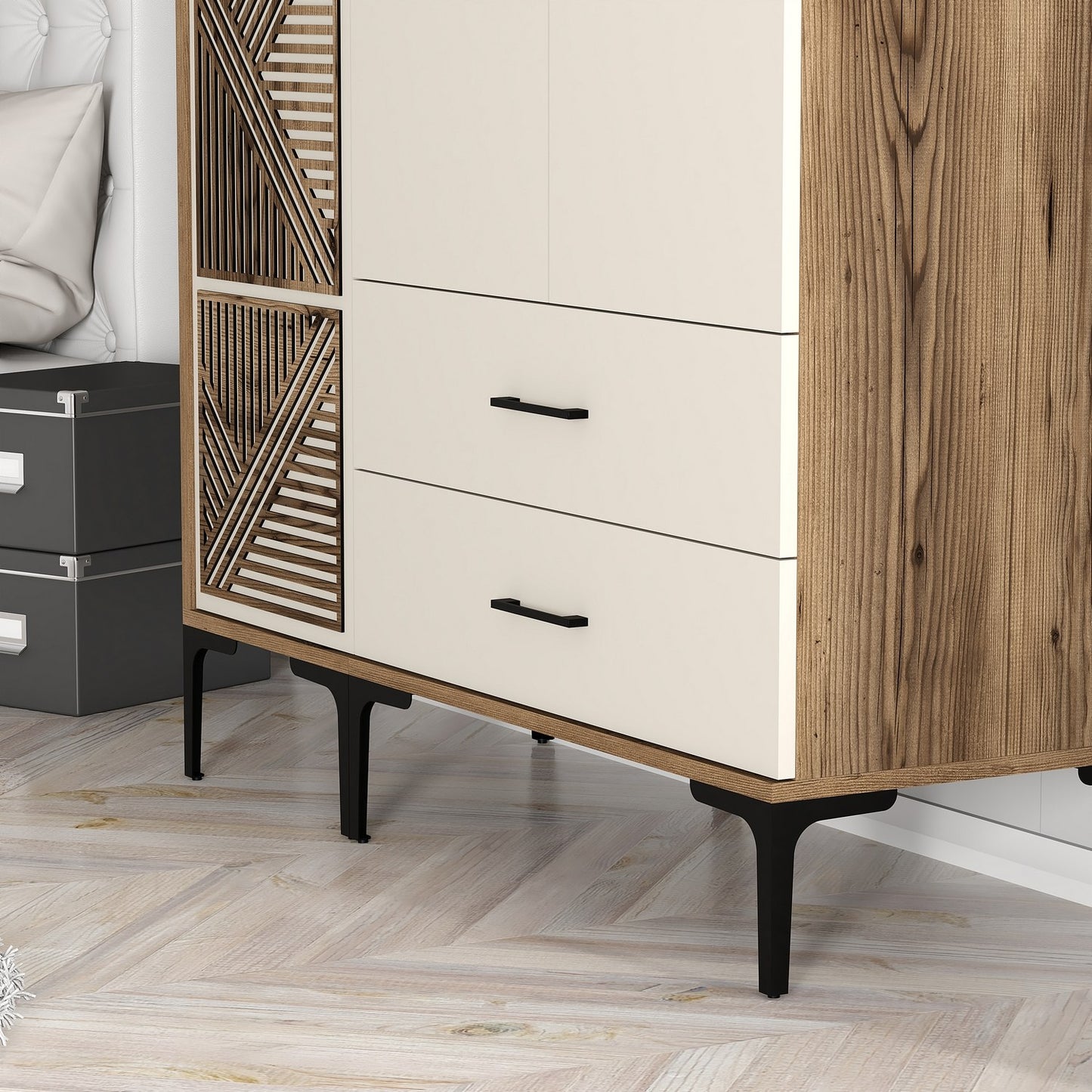 Ντουλάπα 120x201.4x47.5 εκ Walnut Cream 845HCT5451