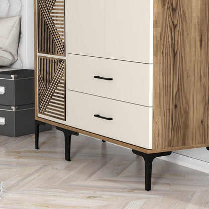Ντουλάπα 120x201.4x47.5 εκ Walnut Cream 845HCT5451