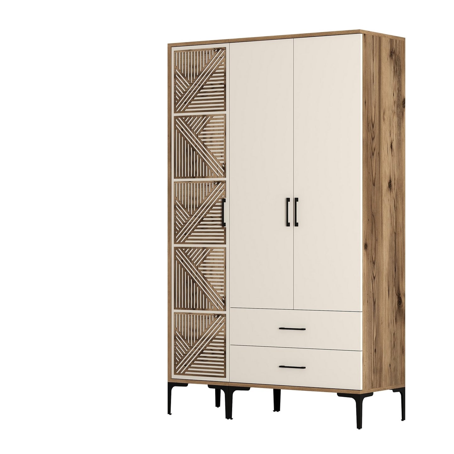 Ντουλάπα 120x201.4x47.5 εκ Walnut Cream 845HCT5451
