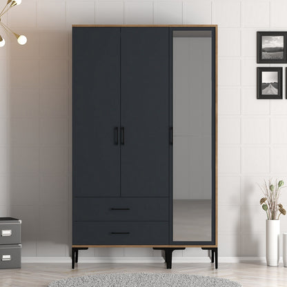 Ντουλάπα 120x201.4x47.5 εκ Walnut Anthracite 845HCT5454