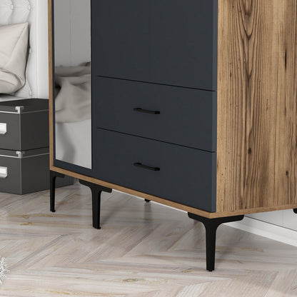 Ντουλάπα 120x201.4x47.5 εκ Walnut Anthracite 845HCT5454