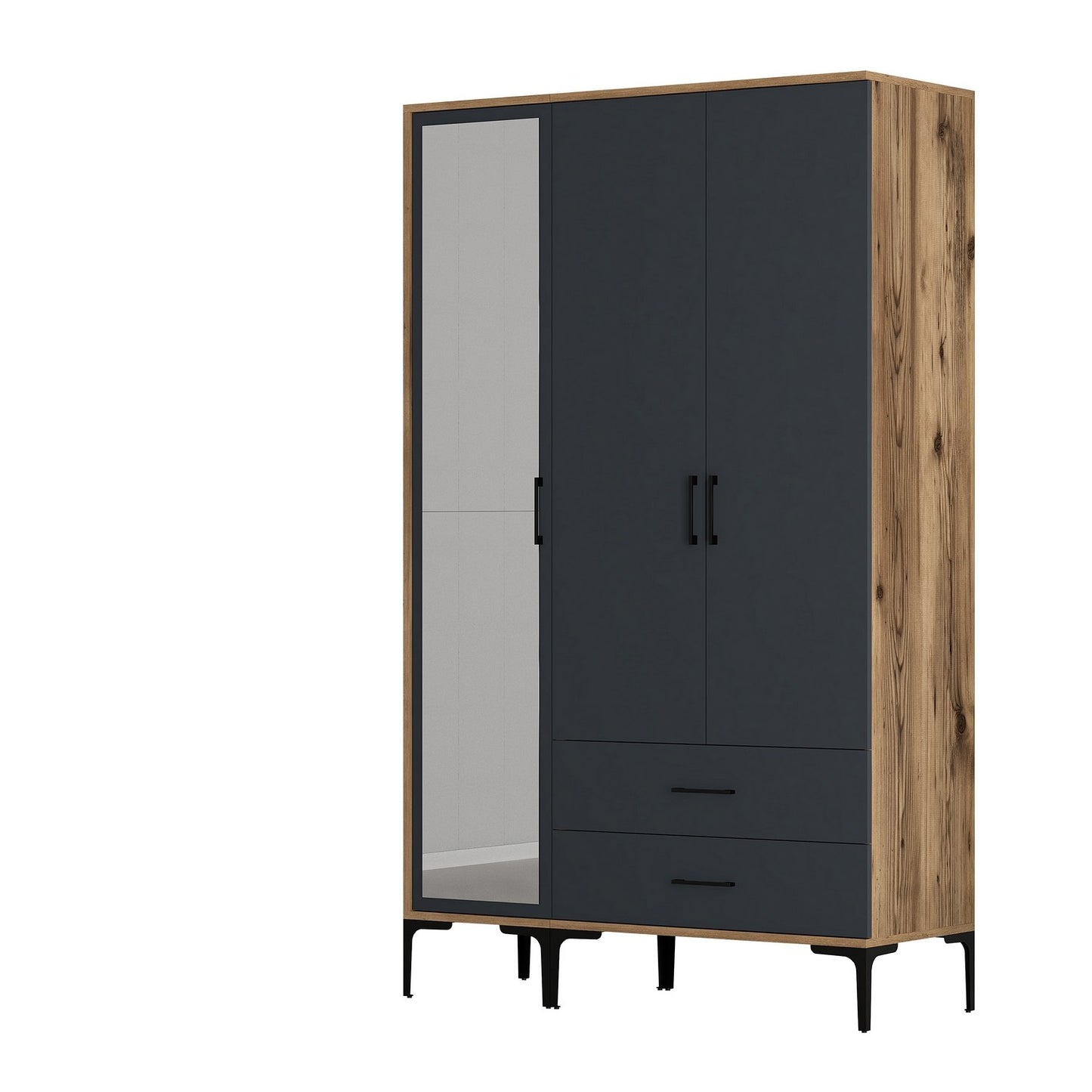 Ντουλάπα 120x201.4x47.5 εκ Walnut Anthracite 845HCT5454