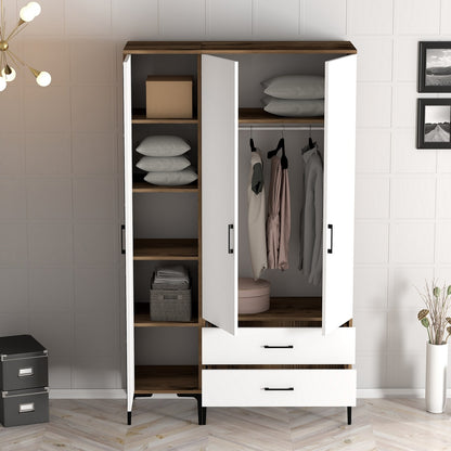 Ντουλάπα 120x201.4x47.5 εκ Walnut White 845HCT5455