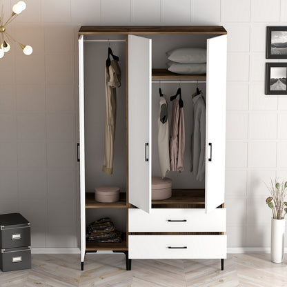 Ντουλάπα 120x201.4x47.5 εκ Walnut White 845HCT5455