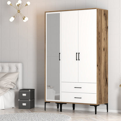 Ντουλάπα 120x201.4x47.5 εκ Walnut White 845HCT5455