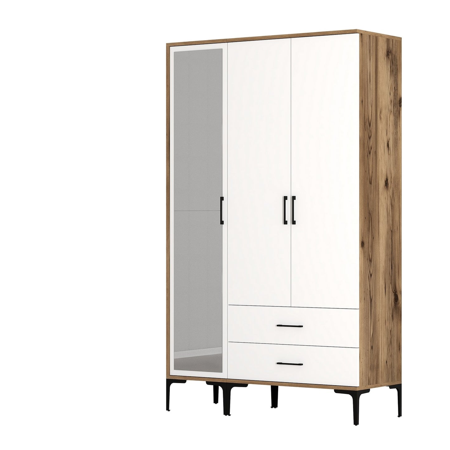 Ντουλάπα 120x201.4x47.5 εκ Walnut White 845HCT5455
