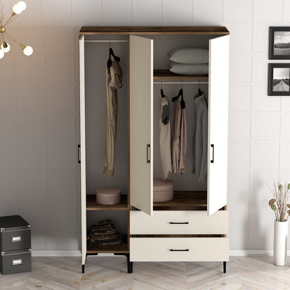 Ντουλάπα 120x201.4x47.5 εκ Walnut Cream 845HCT5456
