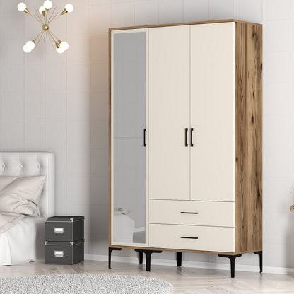 Ντουλάπα 120x201.4x47.5 εκ Walnut Cream 845HCT5456