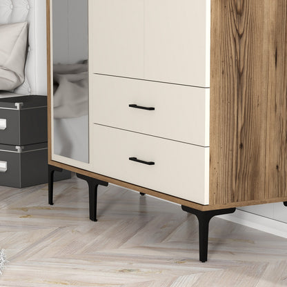 Ντουλάπα 120x201.4x47.5 εκ Walnut Cream 845HCT5456