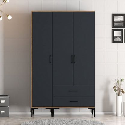 Ντουλάπα 120x201.4x47.5 εκ Walnut Anthracite 845HCT5459