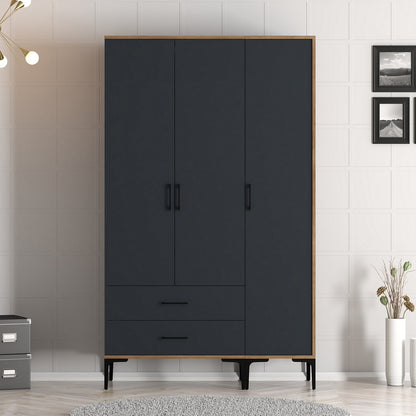 Ντουλάπα 120x201.4x47.5 εκ Walnut Anthracite 845HCT5459
