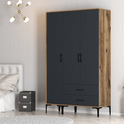 Ντουλάπα 120x201.4x47.5 εκ Walnut Anthracite 845HCT5459