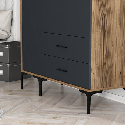 Ντουλάπα 120x201.4x47.5 εκ Walnut Anthracite 845HCT5459