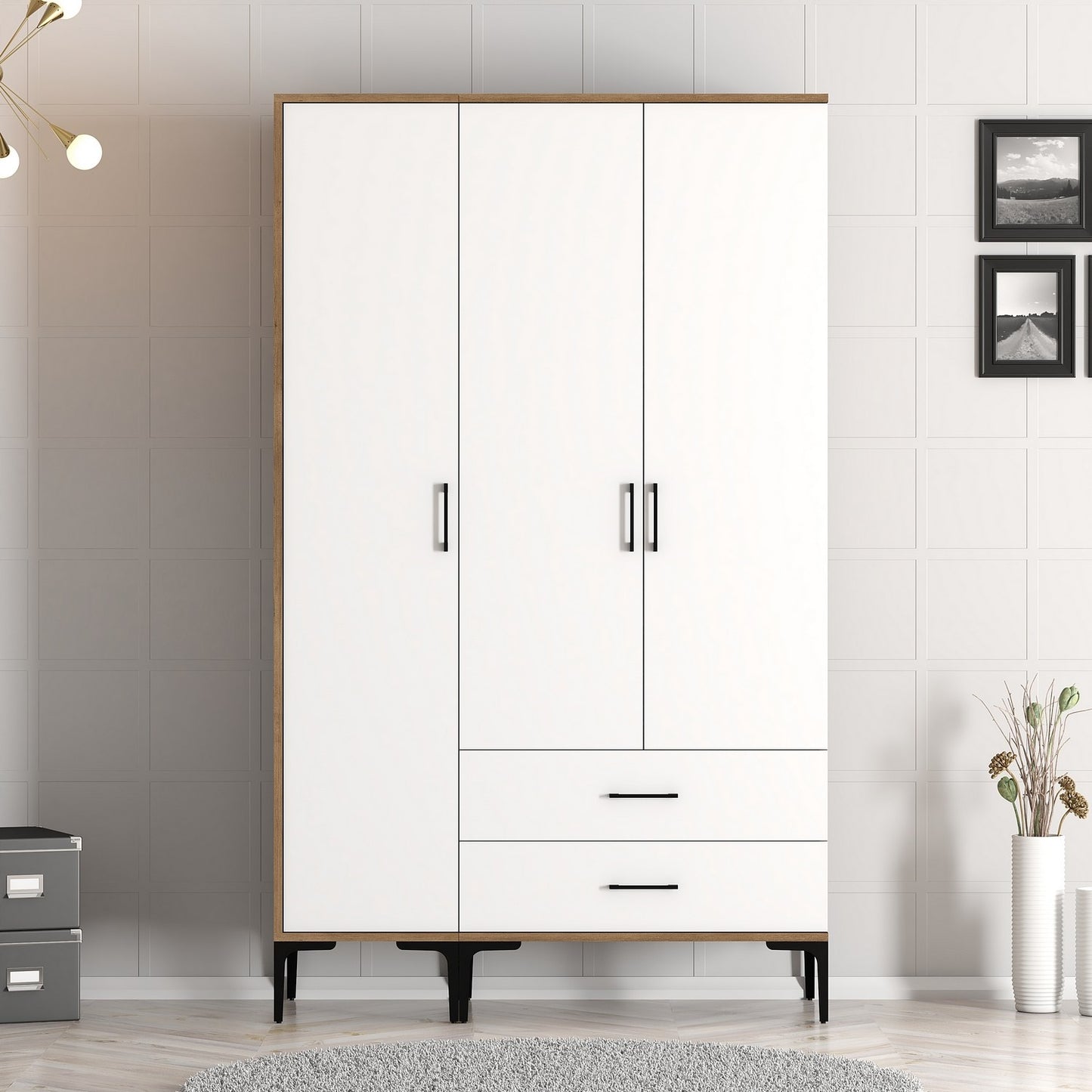 Ντουλάπα 120x201.4x47.5 εκ Walnut White 845HCT5460