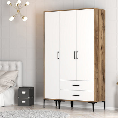 Ντουλάπα 120x201.4x47.5 εκ Walnut White 845HCT5460
