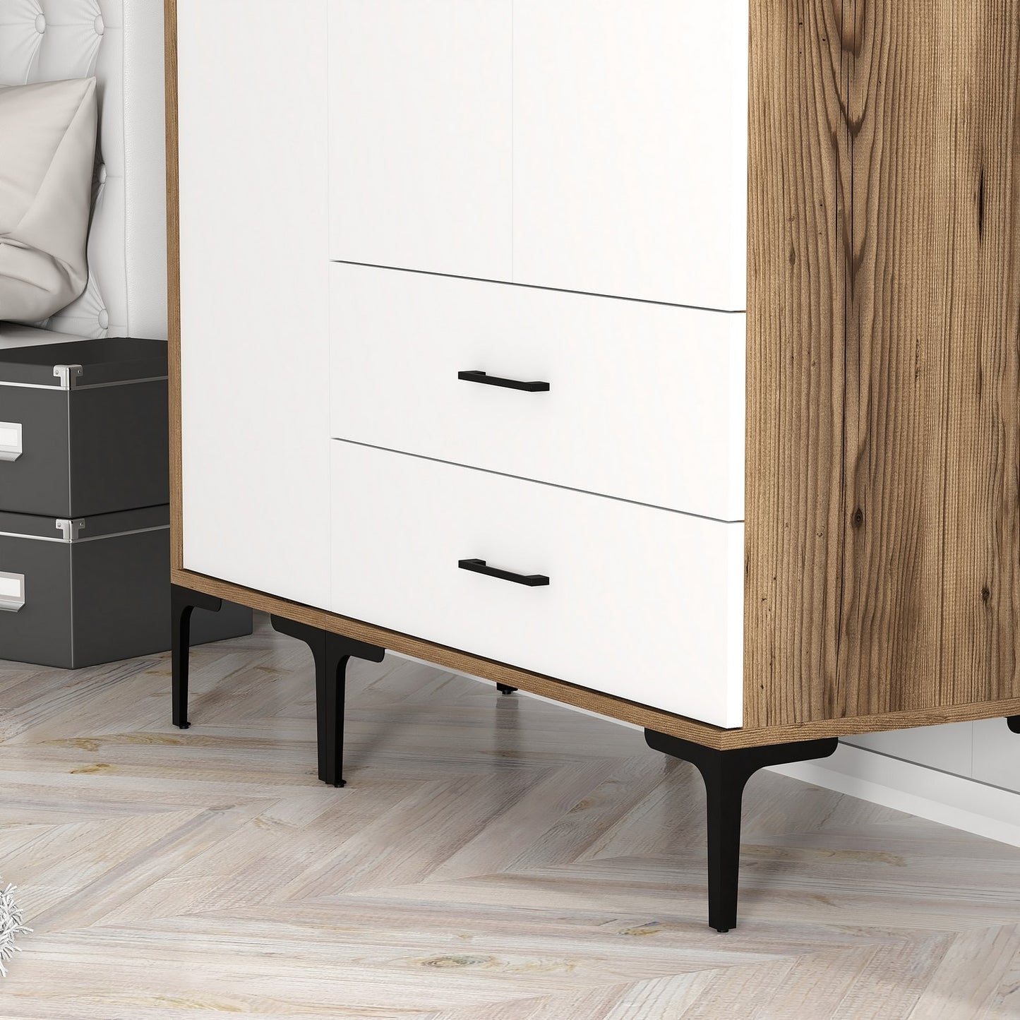 Ντουλάπα 120x201.4x47.5 εκ Walnut White 845HCT5460