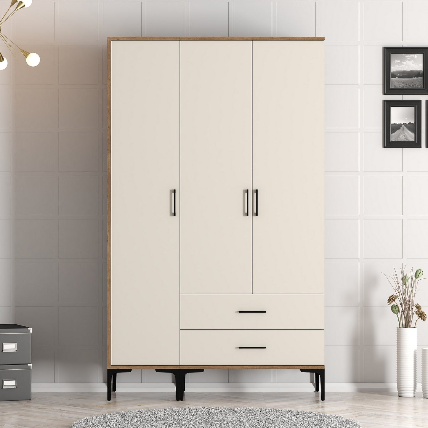 Ντουλάπα 120x201.4x47.5 εκ Walnut Cream 845HCT5461